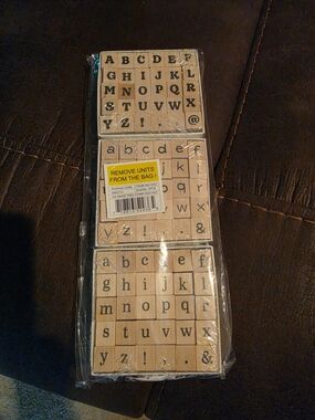 💖 Wooden Alphabet Stamp Set - Upper & Lowercase Letters Craft Hobby Lettering